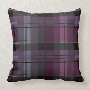 Smoky Plum and Black Plaid Throw Pillow 20x20