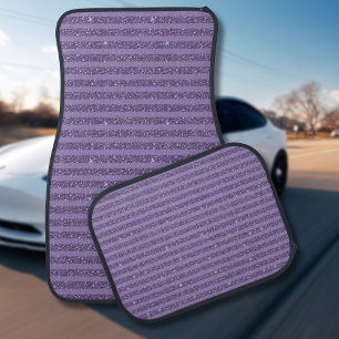 Smoky Plum Glitter Style Horizontal Stripes Car Floor Mat