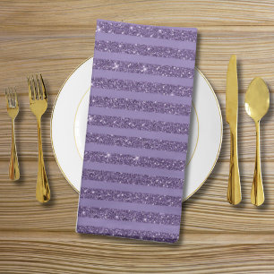 Smoky Plum Glitter Style Horizontal Stripes Cloth Napkin