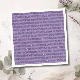 Smoky Plum Glitter Style Horizontal Stripes Napkins