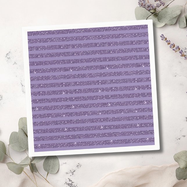 Smoky Plum Glitter Style Horizontal Stripes Napkins (Creator Uploaded)