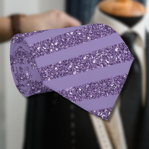 Smoky Plum Glitter Style Horizontal Stripes Neck Tie