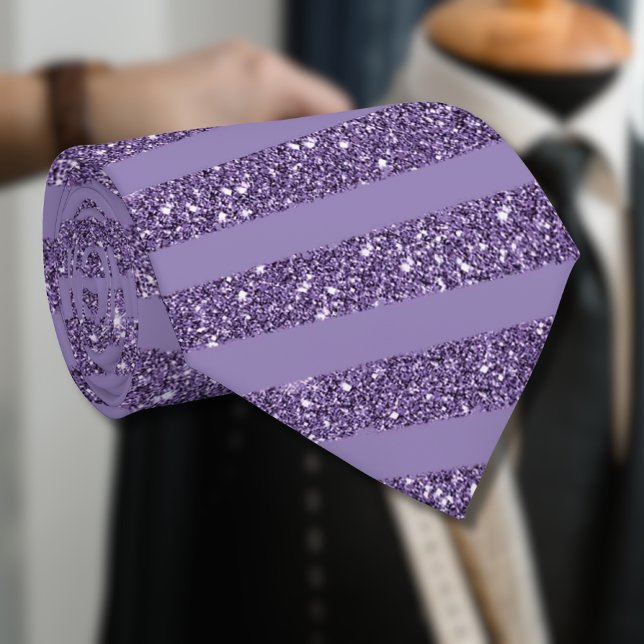 Smoky Plum Glitter Style Horizontal Stripes Neck Tie (Creator Uploaded)