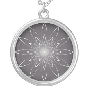 smoky quartz clock silver plated necklace