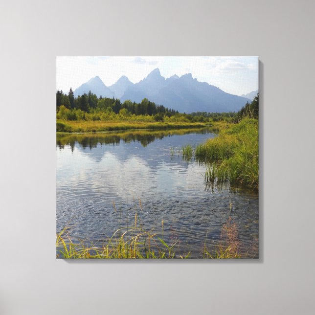 Smoky Reflections of the Grand Tetons Canvas Print (Front)