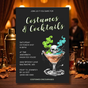 Smoky Skull Cocktail Adult Halloween Party Invitation