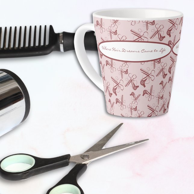Smoky Topaz Pink Hair Tools Your Hair Salon Latte Mug (Smoky Topaz Pink Hair Tools Your Hair Salon Latte Mug)