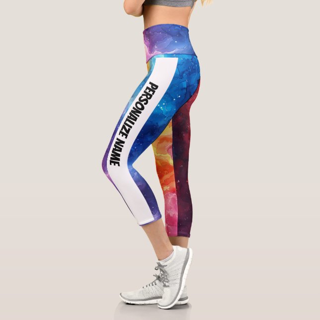 Smoky Watercolor PERSONALIZE  Capri Leggings (Left)
