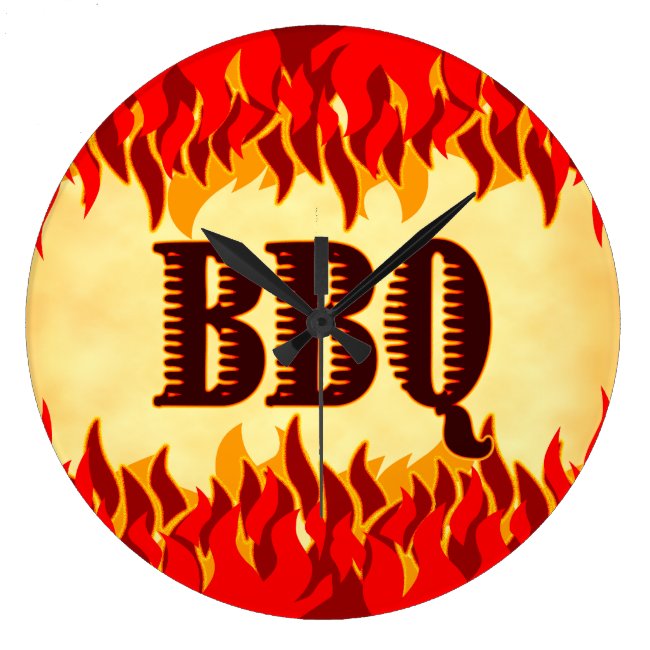 Smoldering BBQ with Red Flames Wall Clock