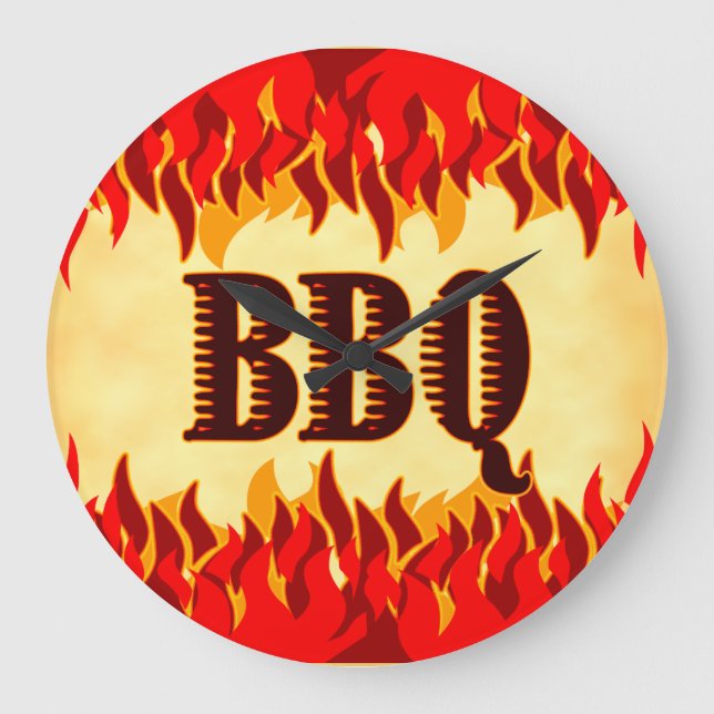 Smoldering BBQ with Red Flames Wall Clock (Front)
