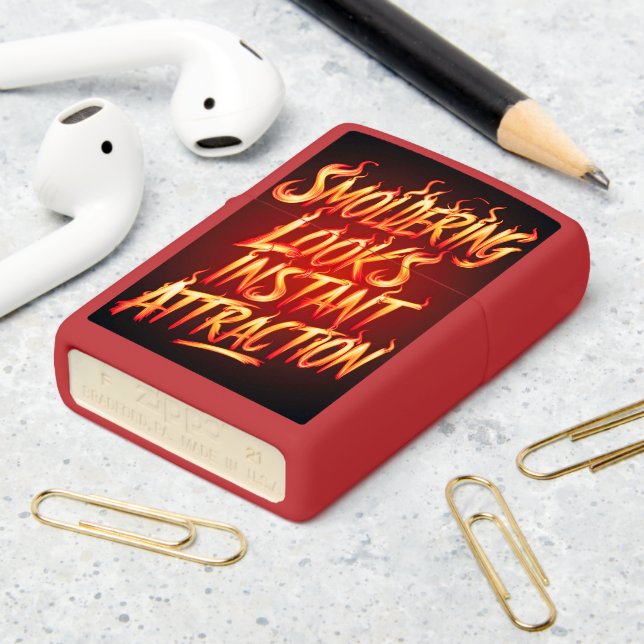 Smoldering Looks Instant Attraction Red Zippo Lighter (On Table 2)
