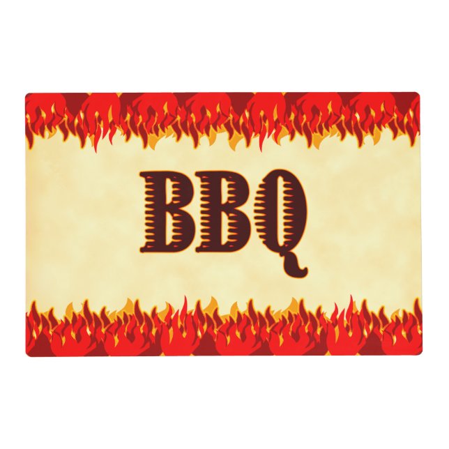Smoldering Red Flames Cookout BBQ Placemat (Back)