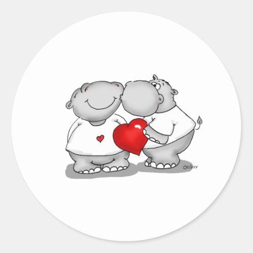 Smooch _ Hippo Kiss Valentines Day Classic Round Sticker