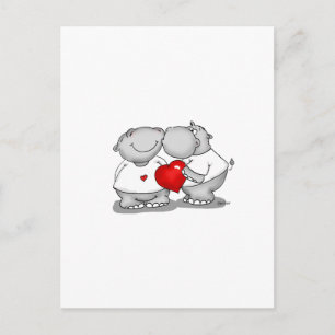Smooch - Hippo Kiss Valentine's Day Holiday Postcard