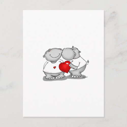 Smooch _ Hippo Kiss Valentines Day Holiday Postcard