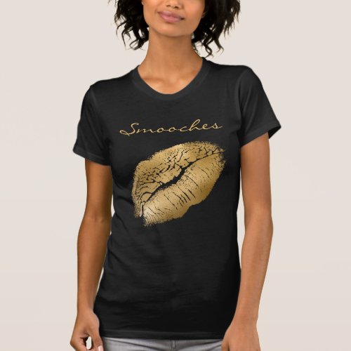 Smooches Black and Gold Lipstick T_Shirt