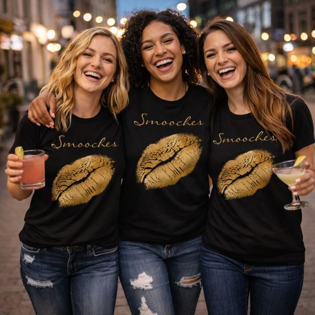 Smooches Black and Gold Lipstick T-Shirt (Creator Uploaded)