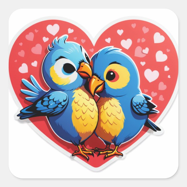 Smooches for You! – Lovebird Kiss Sticker (Front)