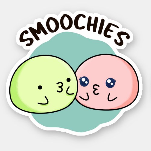 Smoochies Funny Food Kissing Mochi Pun Sticker