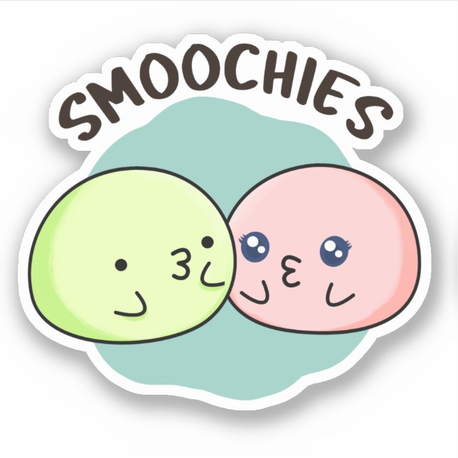 Smoochies Funny Kissing Mochi Pun  Sticker (Front)