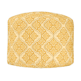 Smooth Arabesque - Honey Neutral Geometric Pattern Pouf