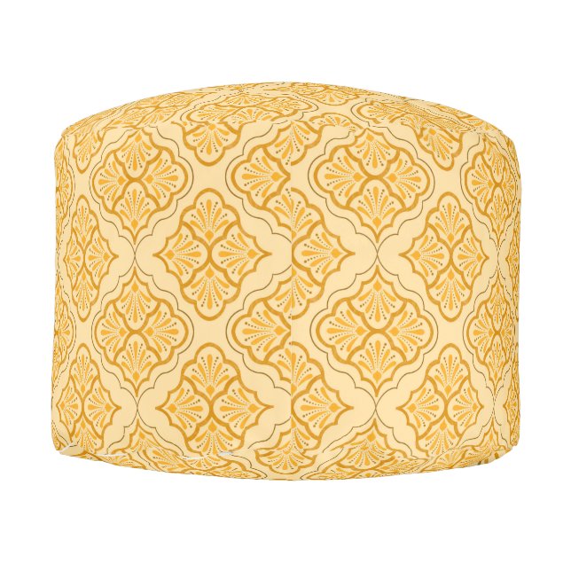 Smooth Arabesque - Honey Neutral Geometric Pattern Pouf (Back)