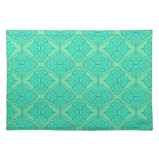 Smooth Arabesque - Seafoam Geometric Pattern Cloth Placemat