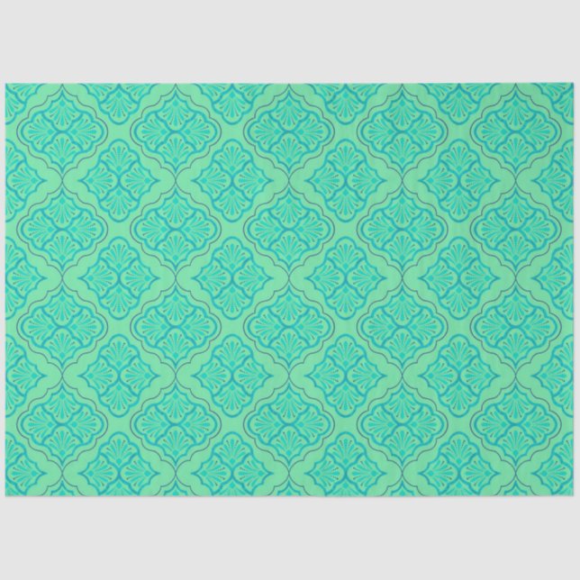 Smooth Arabesque - Seafoam Geometric Pattern Tissue Paper (Front)