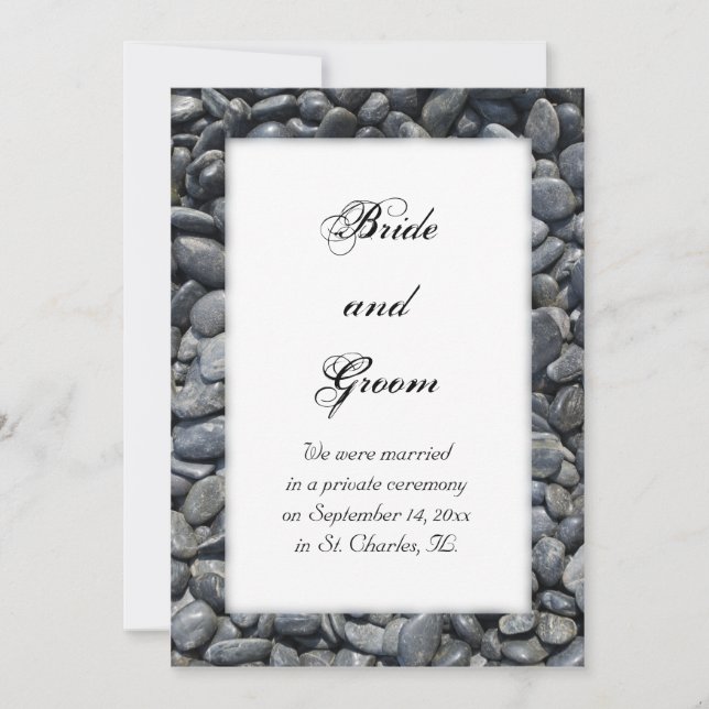 Smooth Black Pebbles Marriage Announcement (Front)