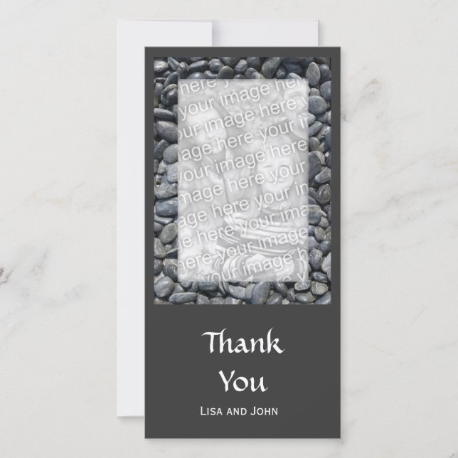 Smooth Black Pebbles Thank You Card (Front)