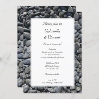 Smooth Black Pebbles Wedding Invitation