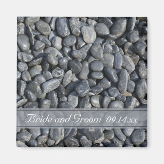 Smooth Black Pebbles Wedding Magnet