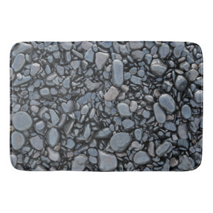 Smooth Black Shiny Stones Bathroom Mat