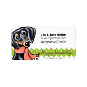 Smooth Black Tan Dachshund Christmas Label