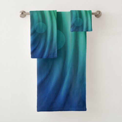 Smooth Blue And Green Color Mix  Vortex Bath Towel Set