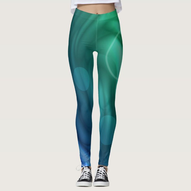 Smooth Blue And Green Color Mix  Vortex Leggings (Front)