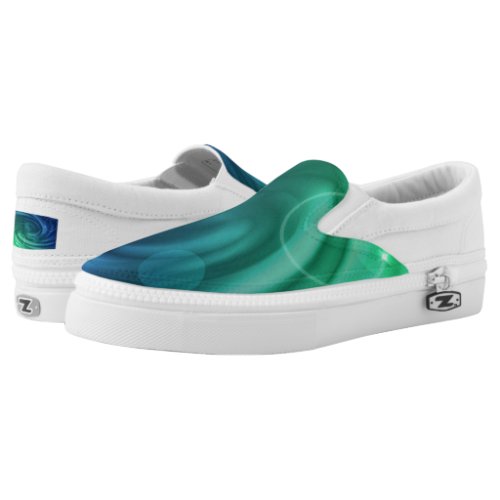 Smooth Blue And Green Color Mix  Vortex Slip_On Sneakers