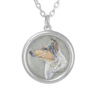 Smooth Blue Merle Collie Fine Art Necklace