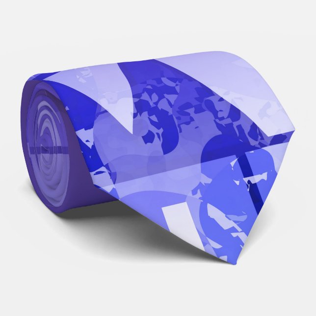 Smooth Blue Purple Geometric Gradient Border  Neck Tie (Rolled)