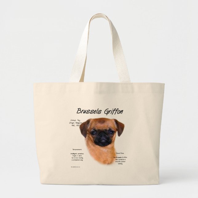 Smooth Brussels Griffon History Large Tote Bag (Front)