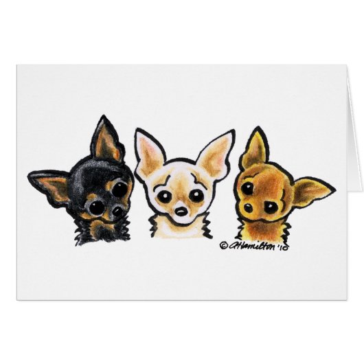 Smooth Chihuahua Trio Cards (Front Horizontal)
