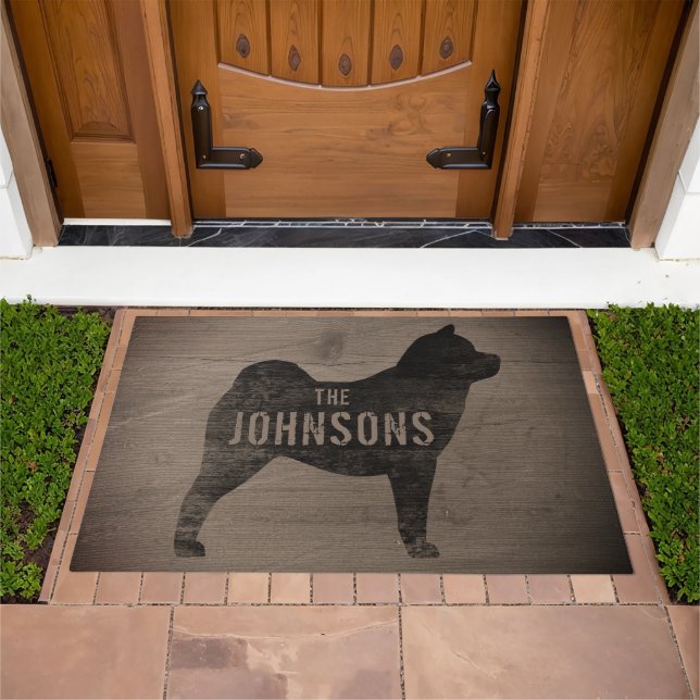 Smooth Chow Chow Dog Silhouette Custom Rustic Doormat (Outdoor)