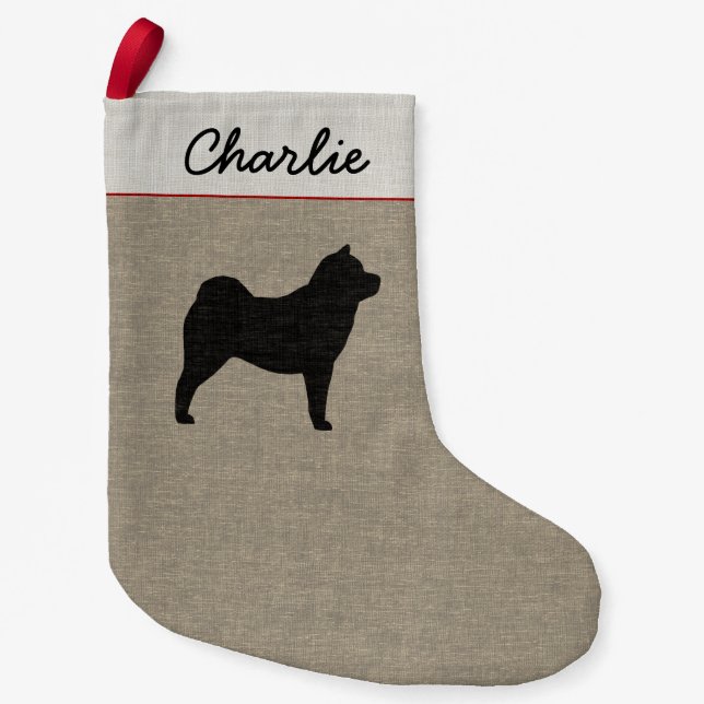 Smooth Chow Chow Dog Silhouette Personalized Xmas Small Christmas Stocking (Front)