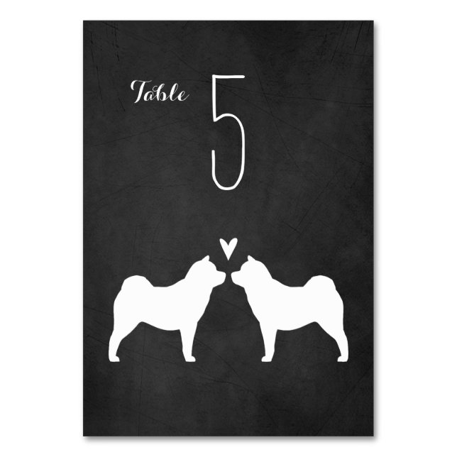 Smooth Chow Chow Silhouettes Wedding Table Number (Front)