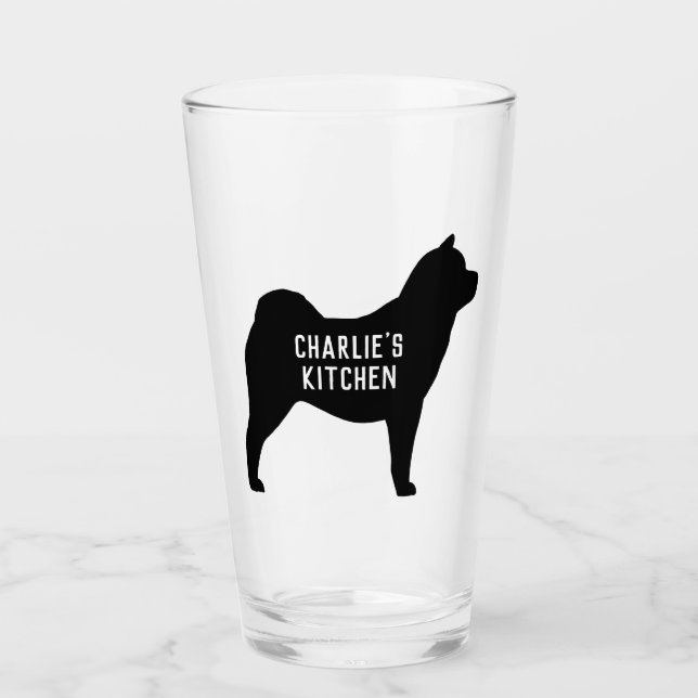 Smooth Chow Silhouette Personalized Dog Breed Glass (Front)
