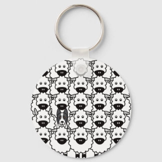 Smooth-Coated Border Collie in the Sheep Keychain