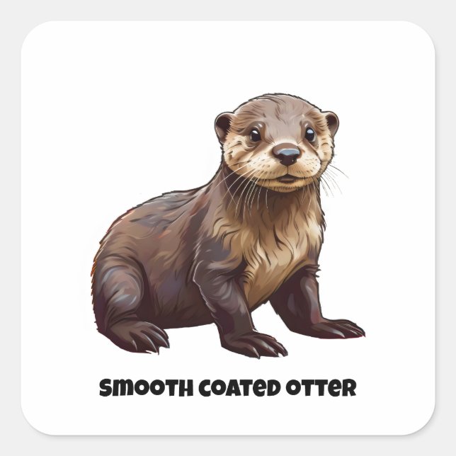 smooth coated otter pup square sticker (Front)