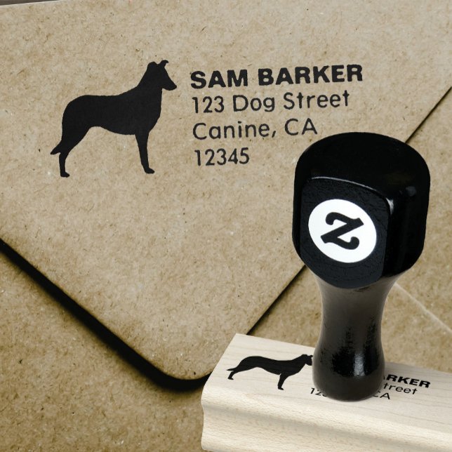 Smooth Collie Dog Breed Silhouette Return Address Rubber Stamp (Creator Uploaded)