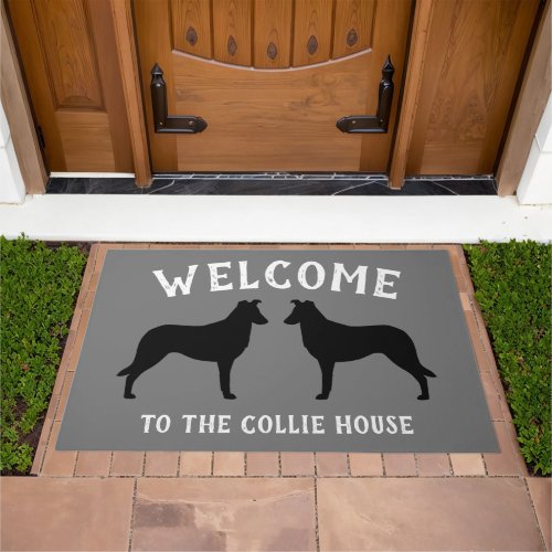 Smooth Collie Dog Breed Silhouettes Custom Doormat