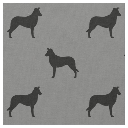 Smooth Collie Dog Breed Silhouettes Patterned Fabric